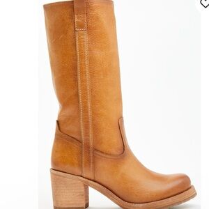 Elegant Tan Leather Heeled Boots for Women